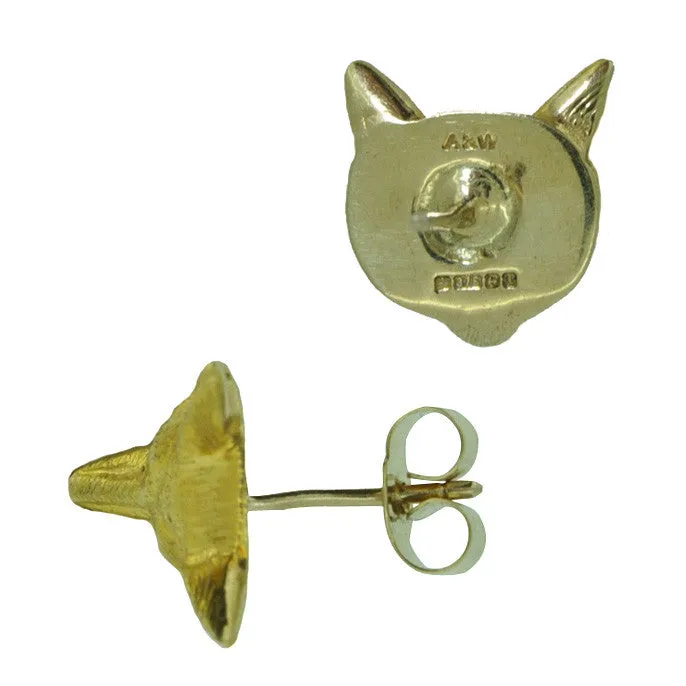 Fox Head Earrings With Ruby Eyes