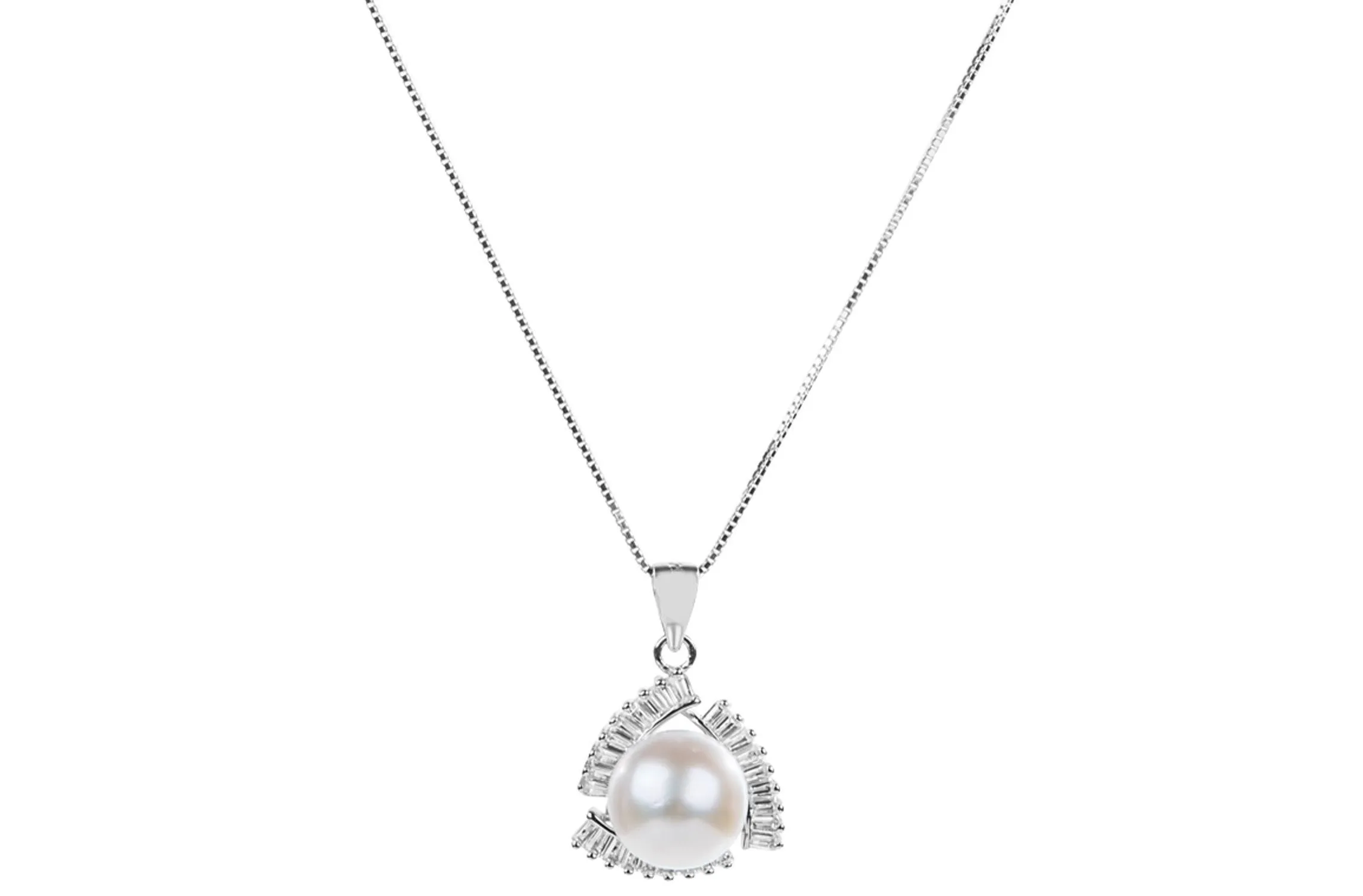 Freshwater Pearl Pendant and Sterling Silver (925) Chain Necklace 10mm