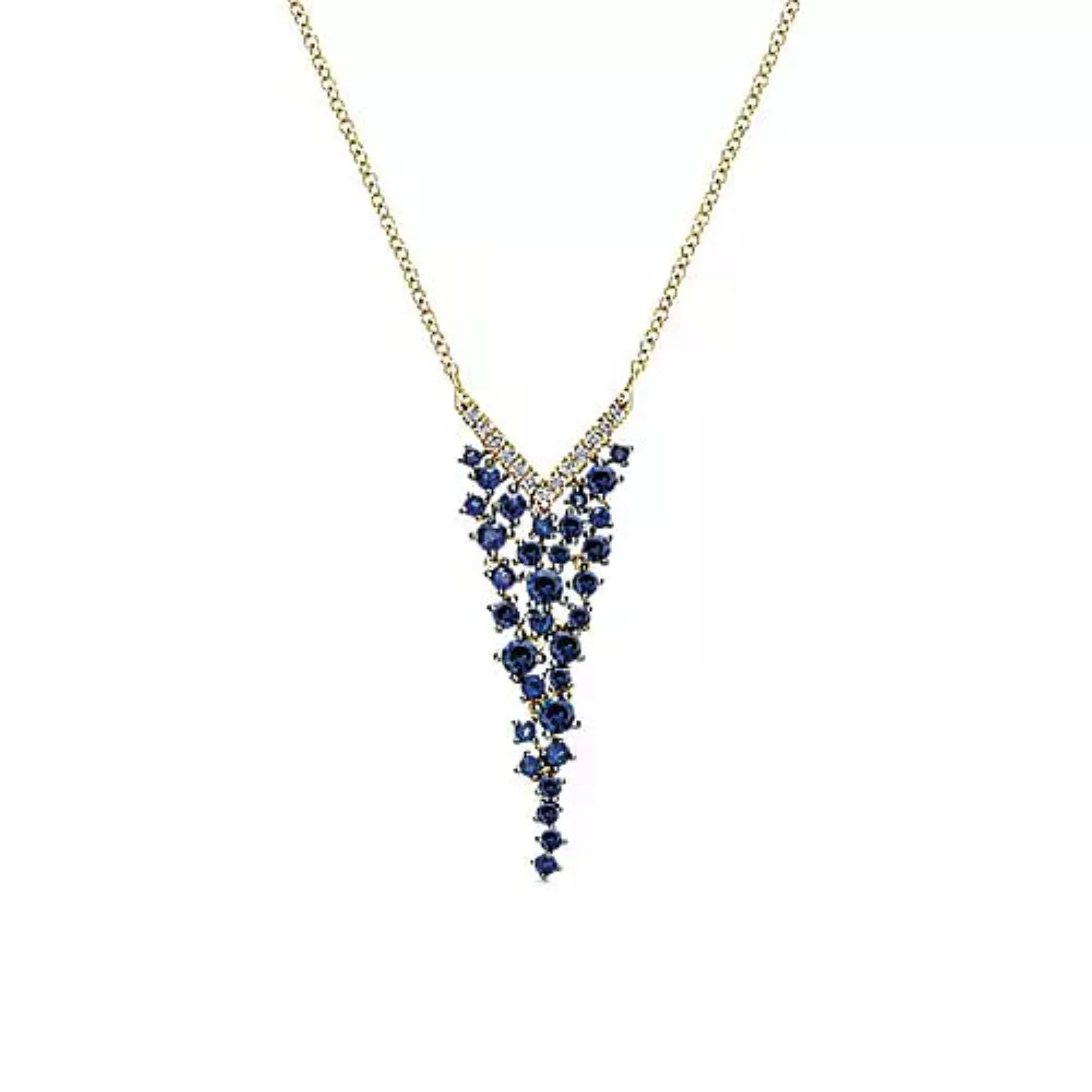Gabriel & Co. Lusso Blue Sapphire & Diamond "Waterfall" Necklace