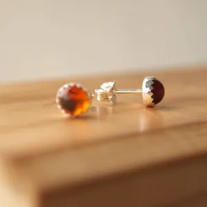 Gemstone Sterling Silver Studs - Amber
