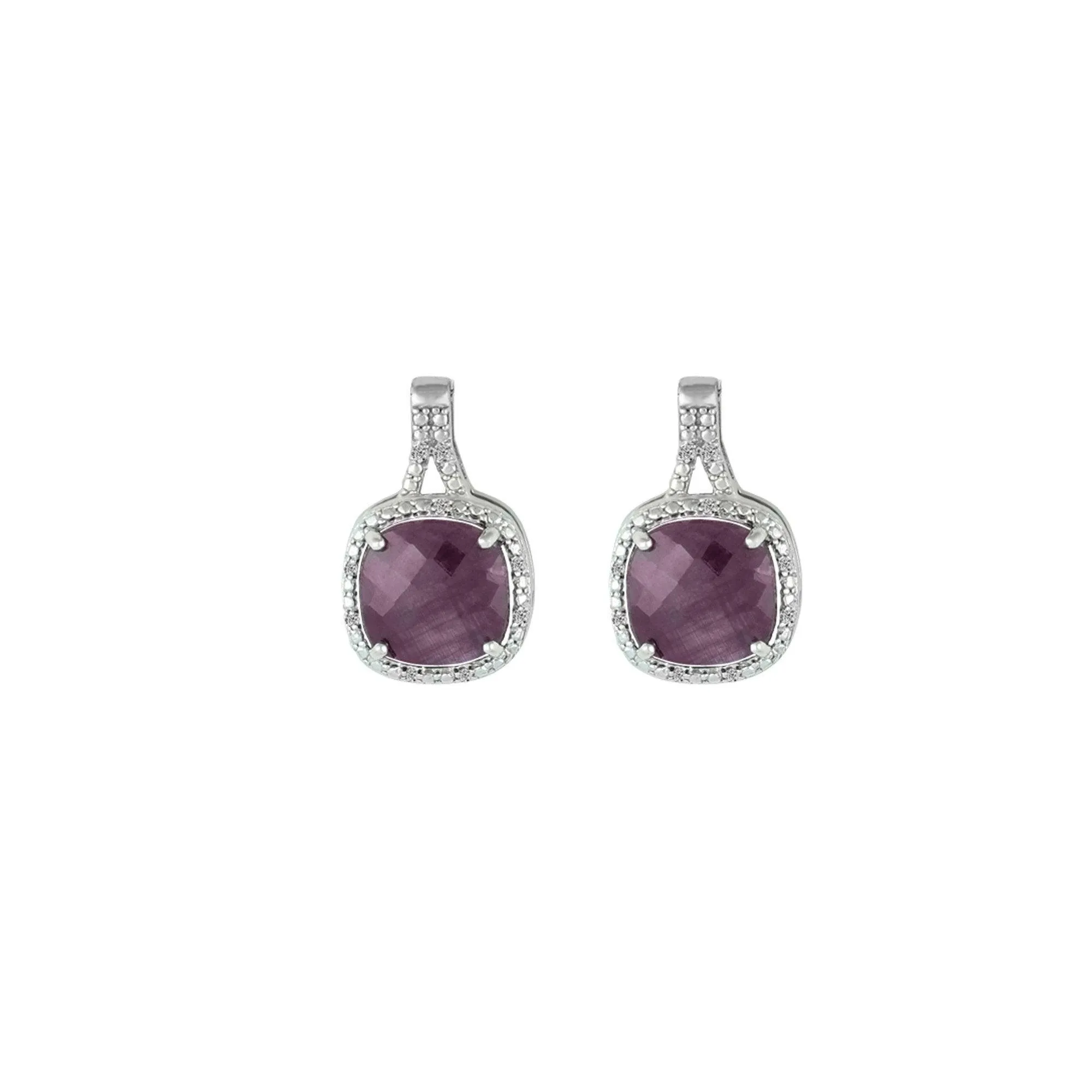 Genuine Ruby and Diamond Accent Silver Earrings