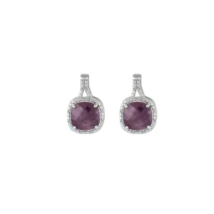 Genuine Ruby and Diamond Accent Silver Earrings