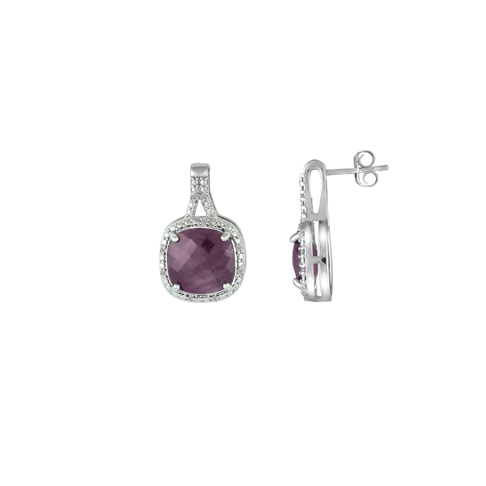 Genuine Ruby and Diamond Accent Silver Earrings