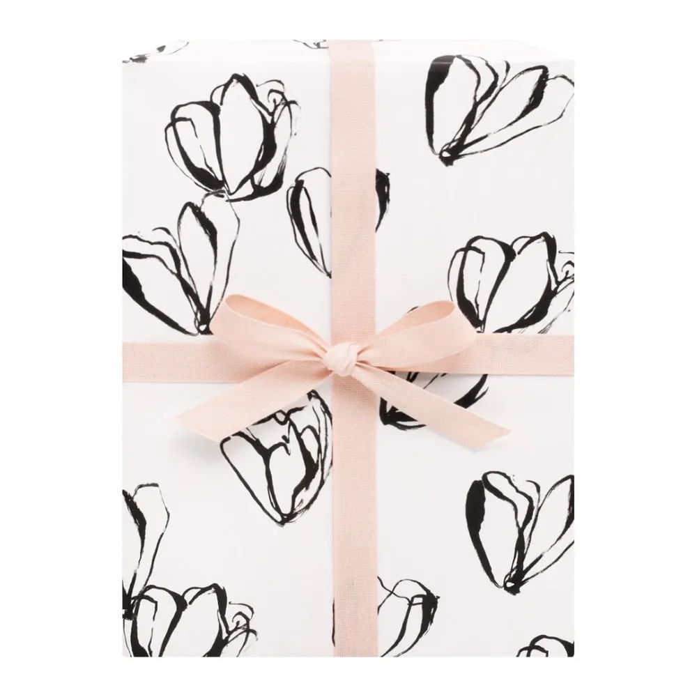Gift Wrap Floral Black and White