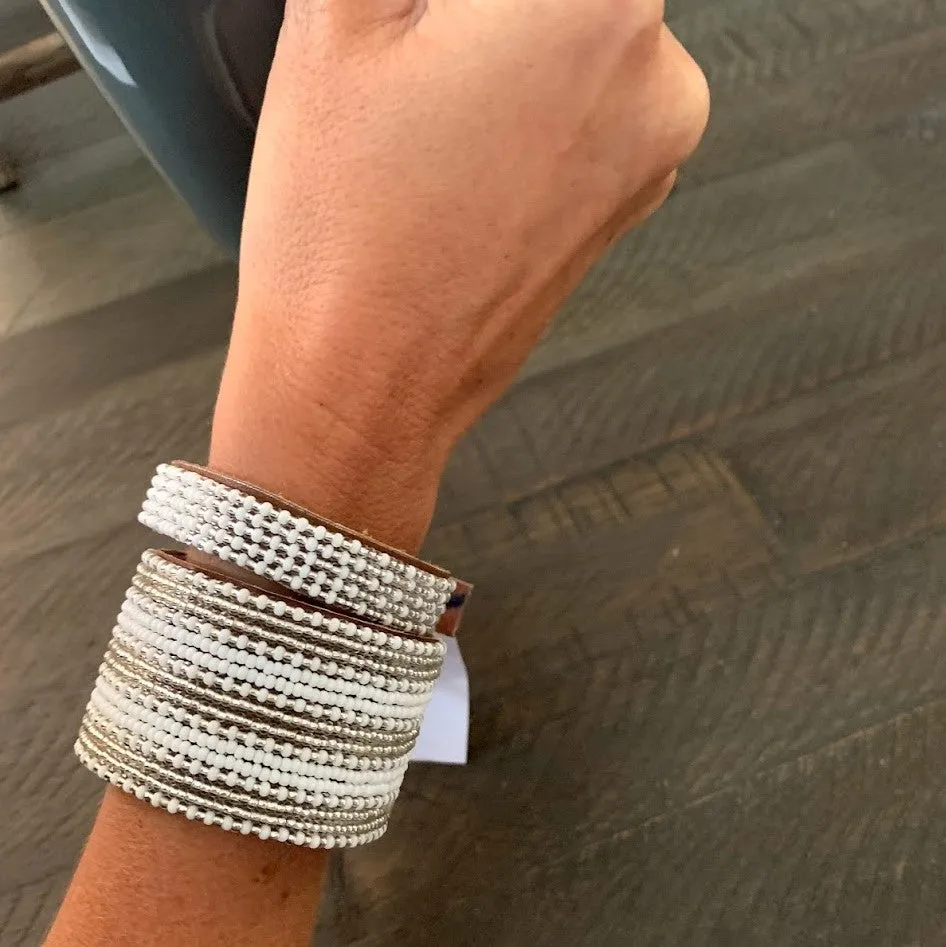 Gold and White Ombre Cuff - 2 sizes