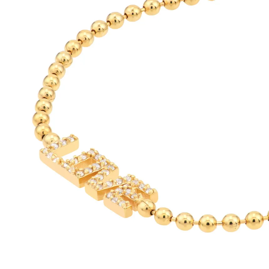 Gold Beaded Bracelet With Name