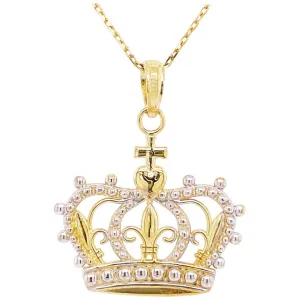 Gold Crown Necklace, Pendant, 14K Gold, Queen, Princess, Royalty, Mixed Metal