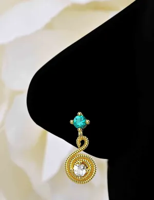 Gold Dangle Nose Stud – Elegant Dangling Piercing Jewelry for Women