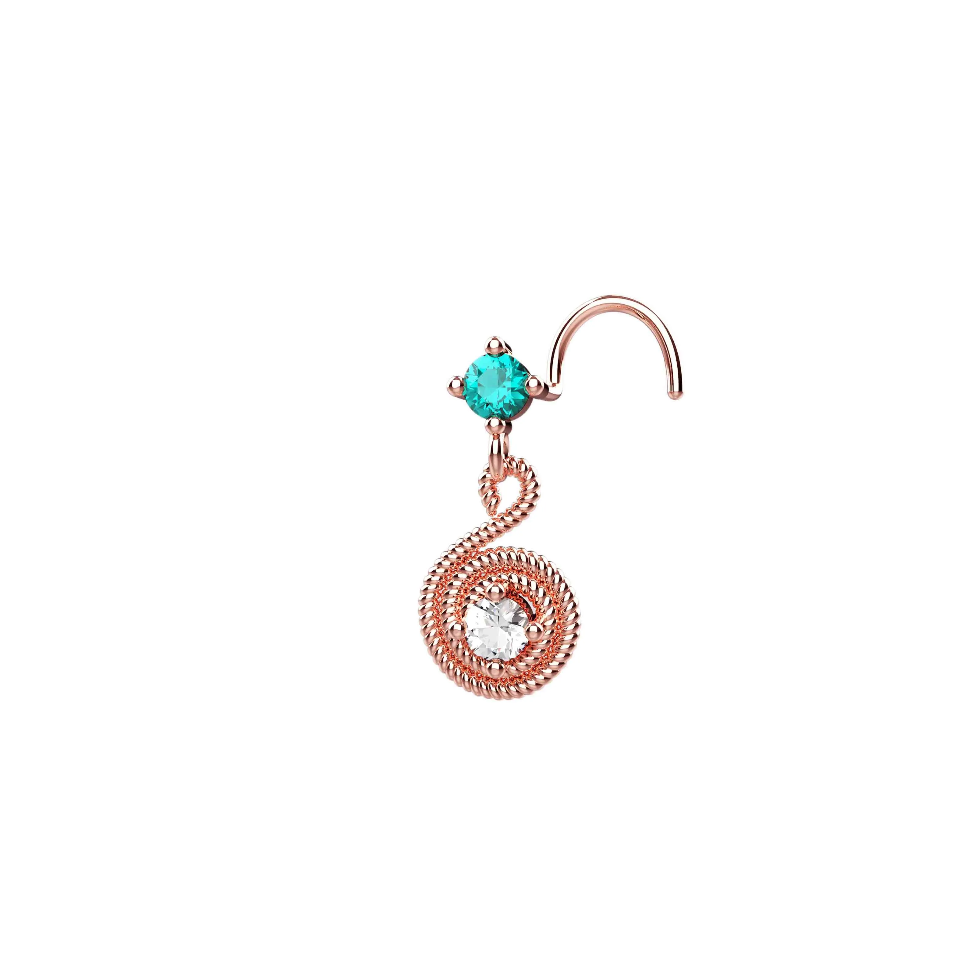 Gold Dangle Nose Stud – Elegant Dangling Piercing Jewelry for Women