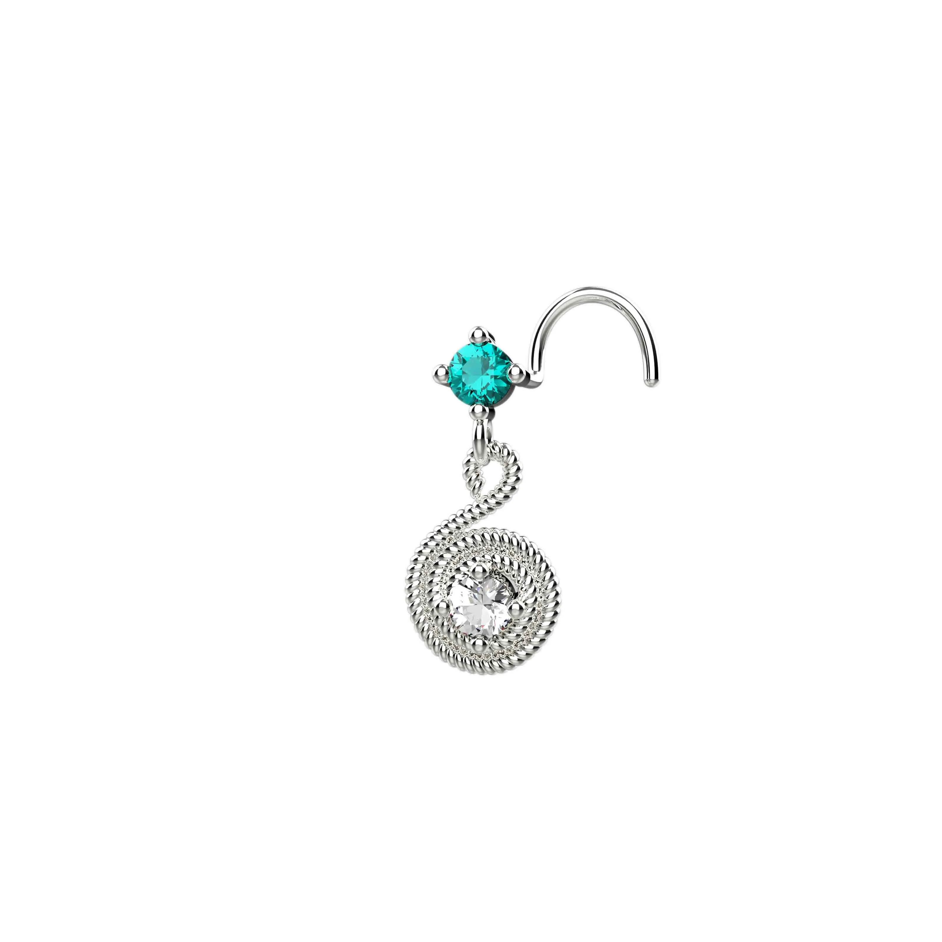 Gold Dangle Nose Stud – Elegant Dangling Piercing Jewelry for Women