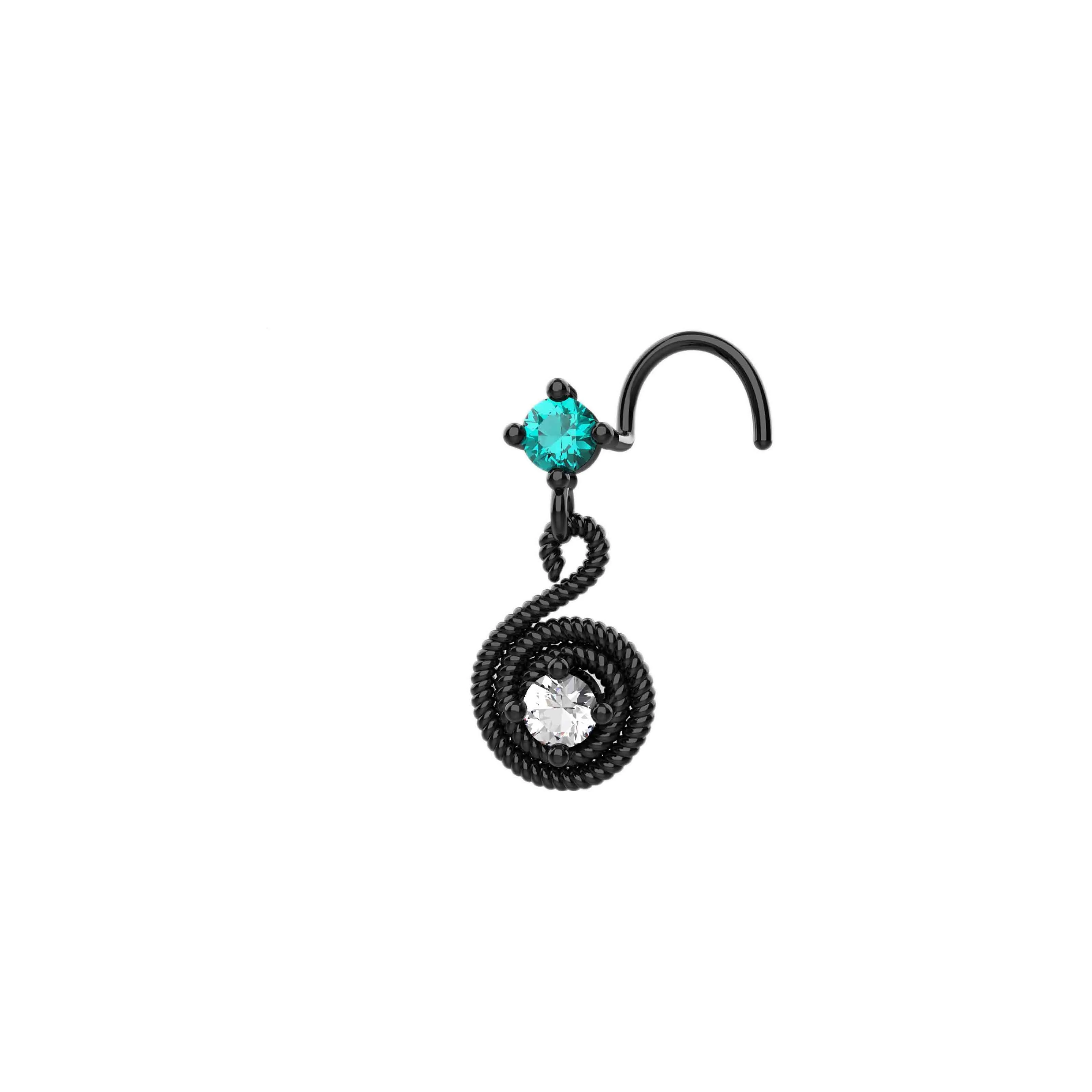Gold Dangle Nose Stud – Elegant Dangling Piercing Jewelry for Women