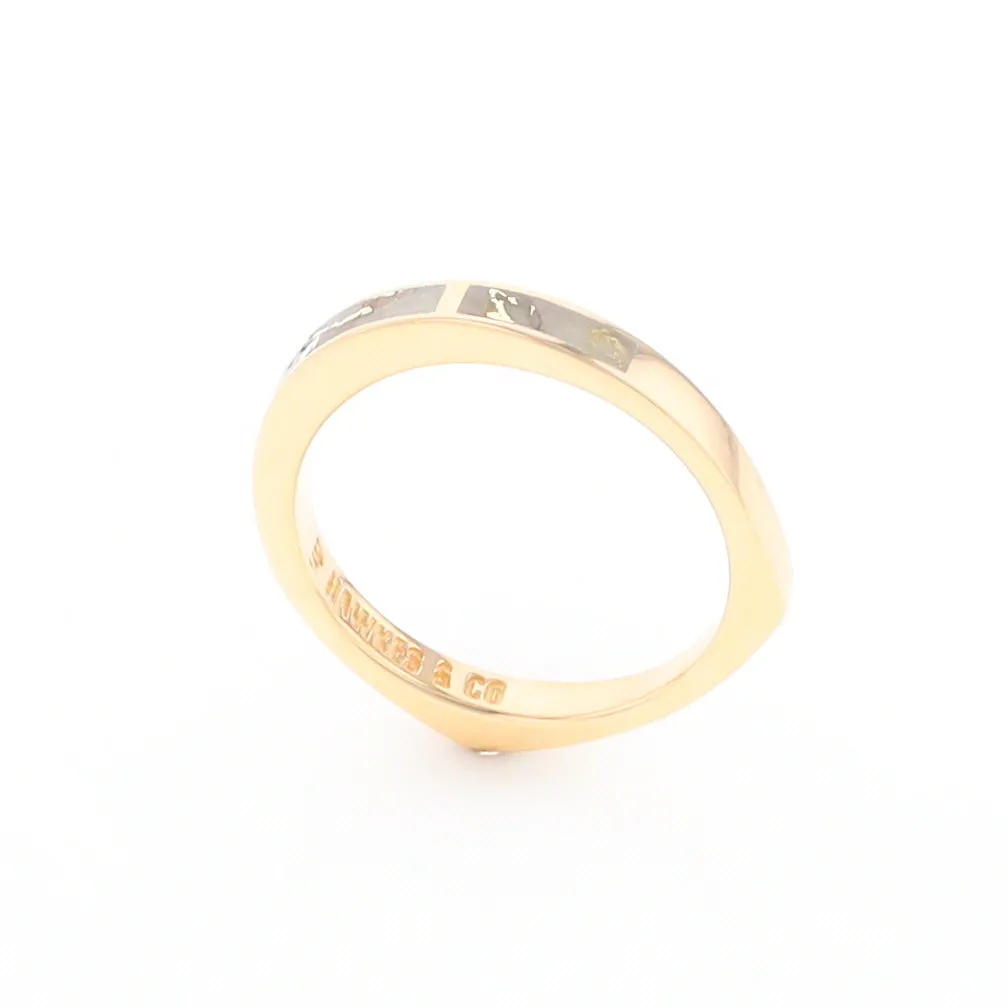 Gold Quartz Ring 3 Rectangle Section Inlaid Band