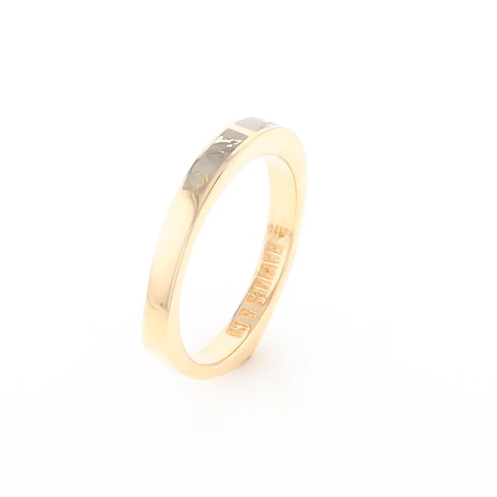 Gold Quartz Ring 3 Rectangle Section Inlaid Band