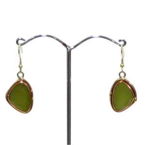 Gold White Metal Lime Onyx Earrings
