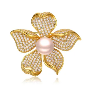 GOLDEN FLOWER QUEEN EDISON PEARL BROOCH