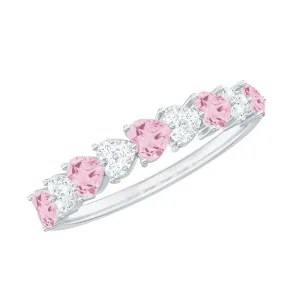 Half Eternity Ring with Rose Quartz and Diamond