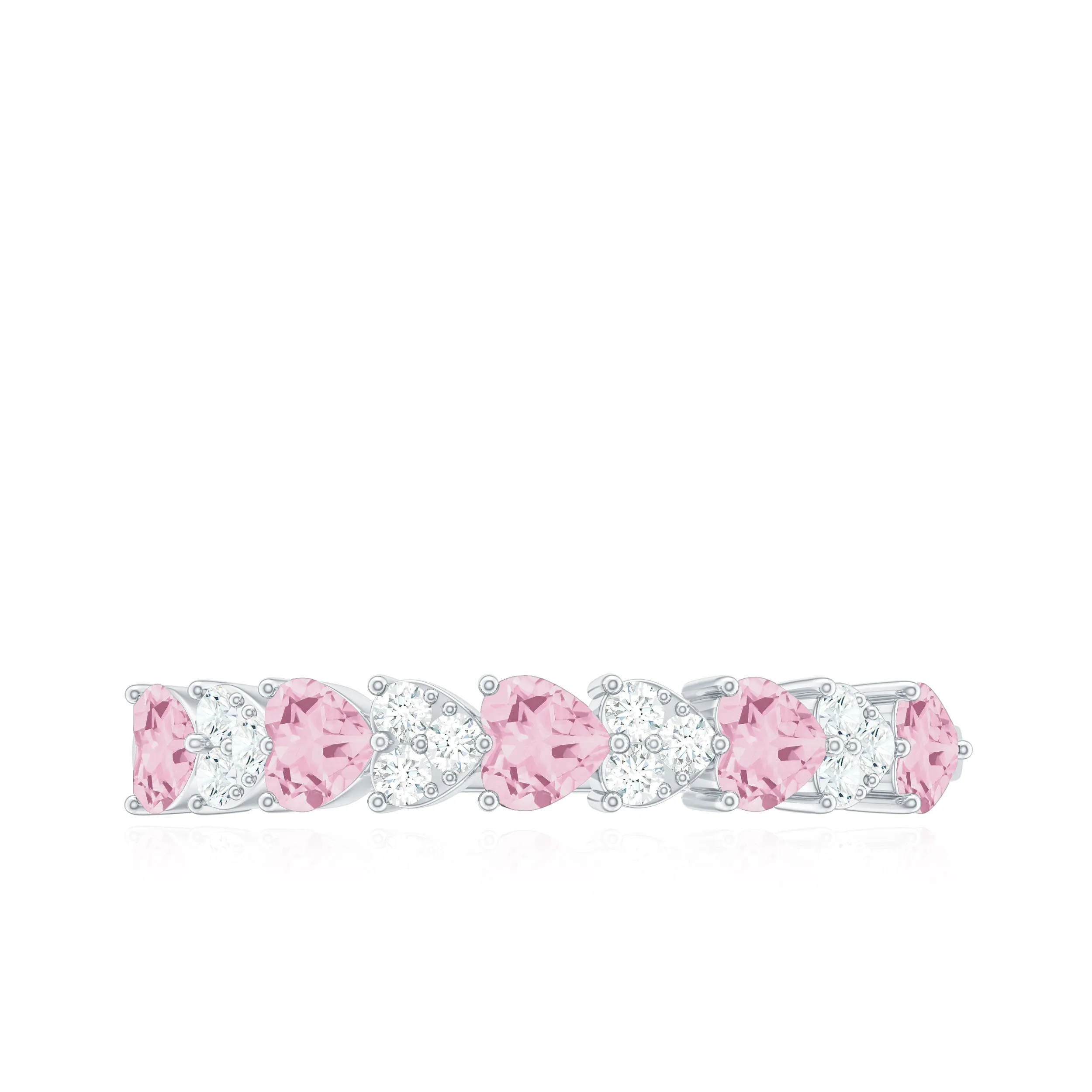 Half Eternity Ring with Rose Quartz and Diamond