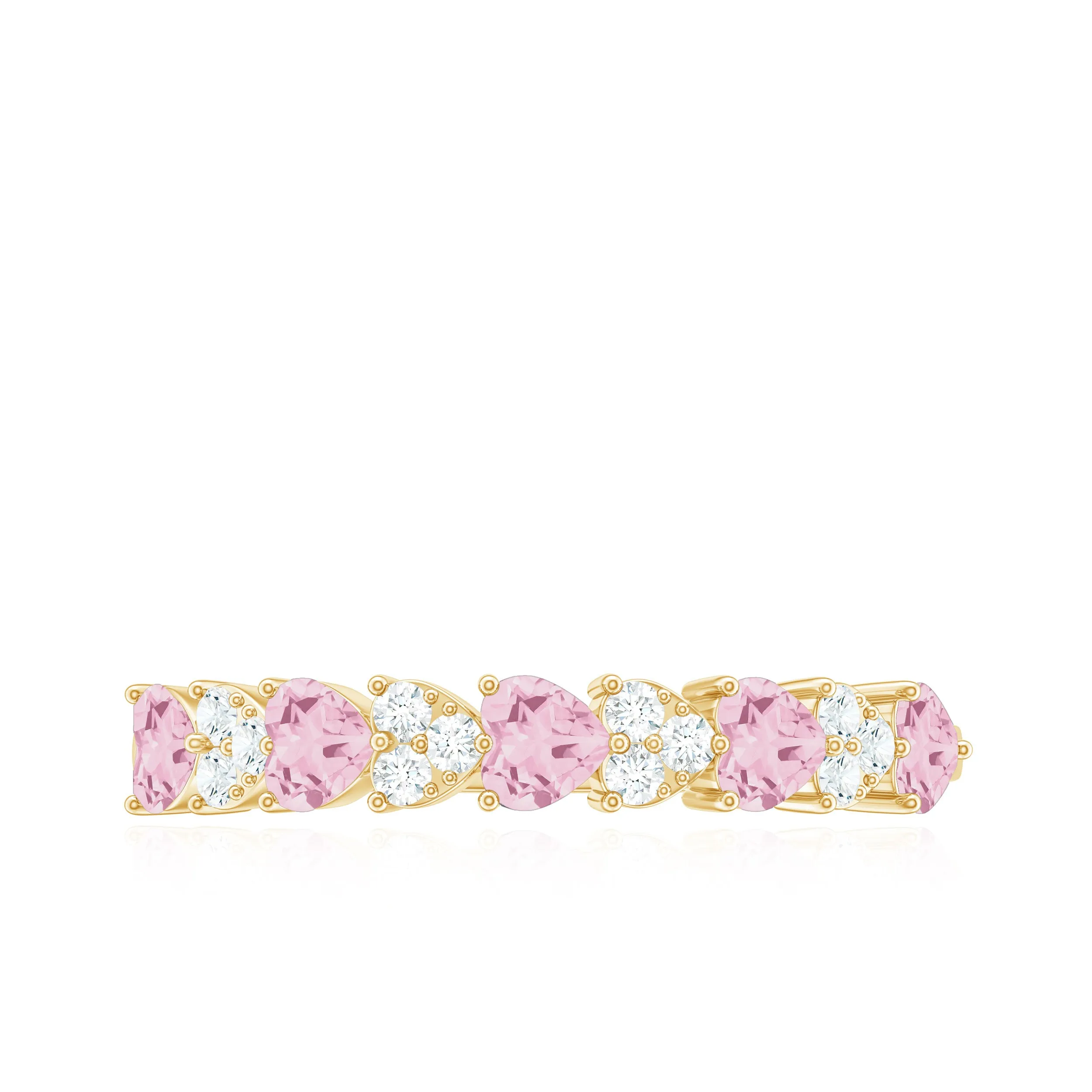 Half Eternity Ring with Rose Quartz and Diamond