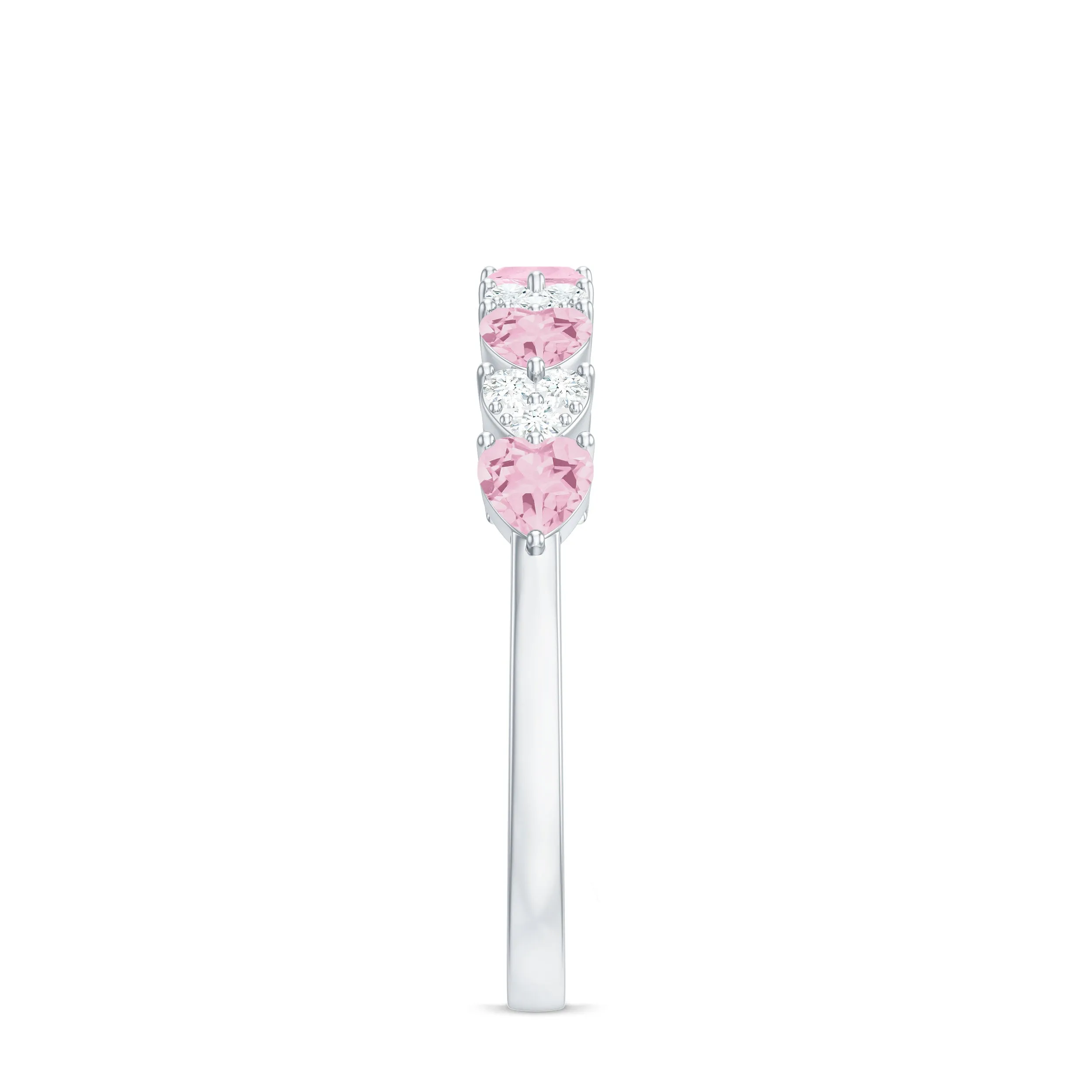 Half Eternity Ring with Rose Quartz and Diamond