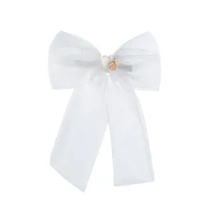 Halo Luxe Emma Organza Long Tail Clip - White