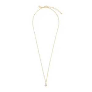 Halo Pearl Cubic Zirconia & Pearl Pendant Gold Plated Necklace 8104