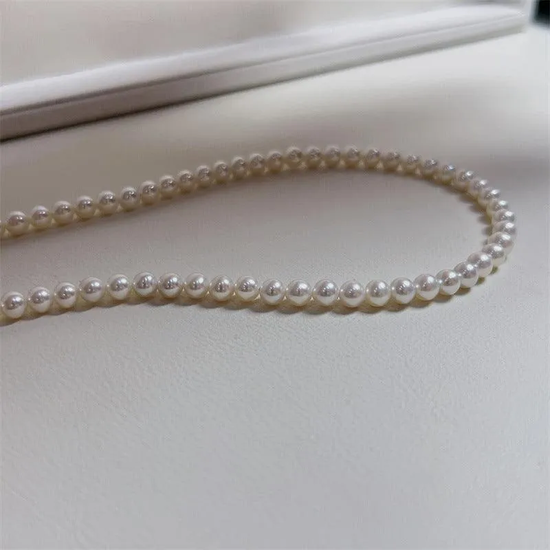 Hanadama-equivalent 7mm Exceptional Pearl Necklace 14K Gold