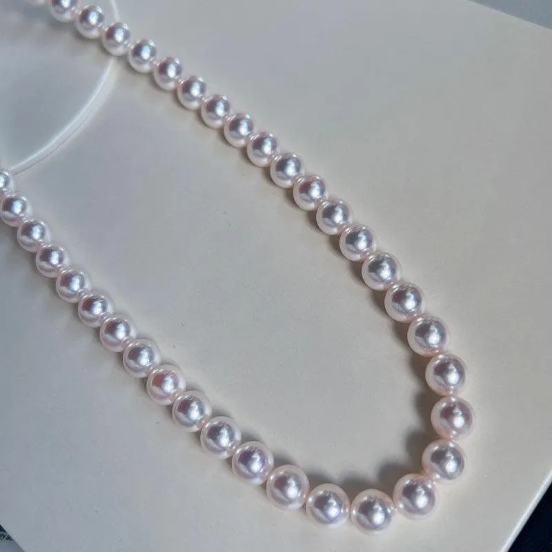 Hanadama-equivalent 7mm Exceptional Pearl Necklace 14K Gold