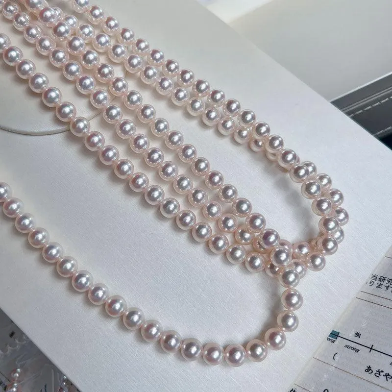 Hanadama-equivalent 7mm Exceptional Pearl Necklace 14K Gold