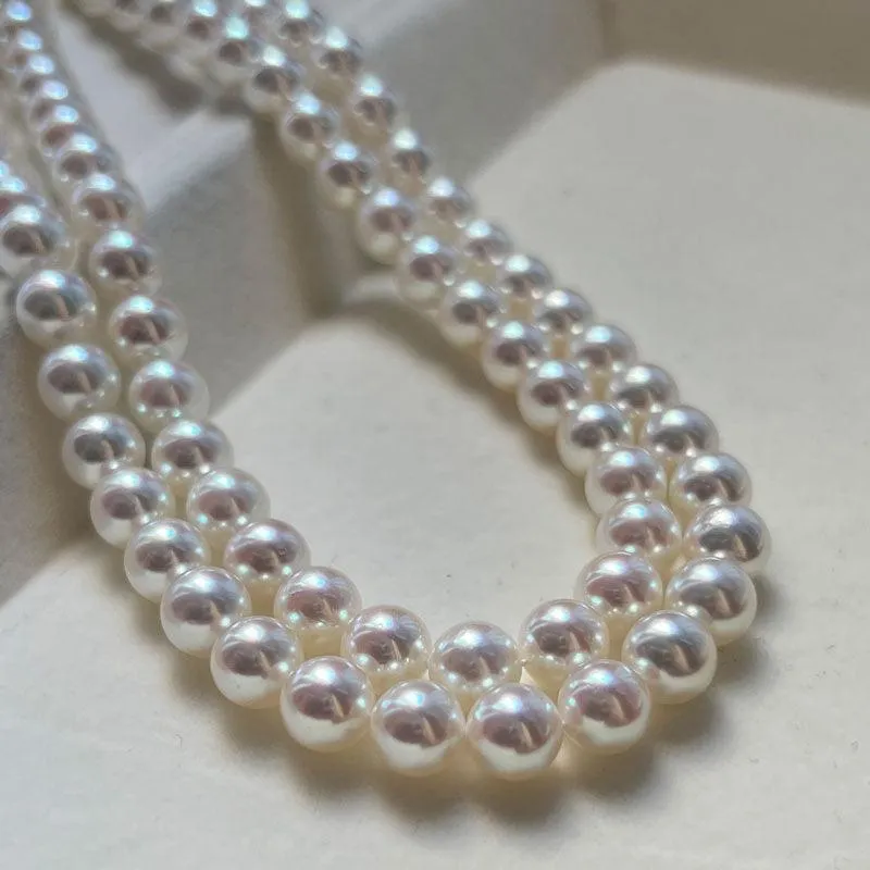 Hanadama-equivalent 7mm Exceptional Pearl Necklace 14K Gold