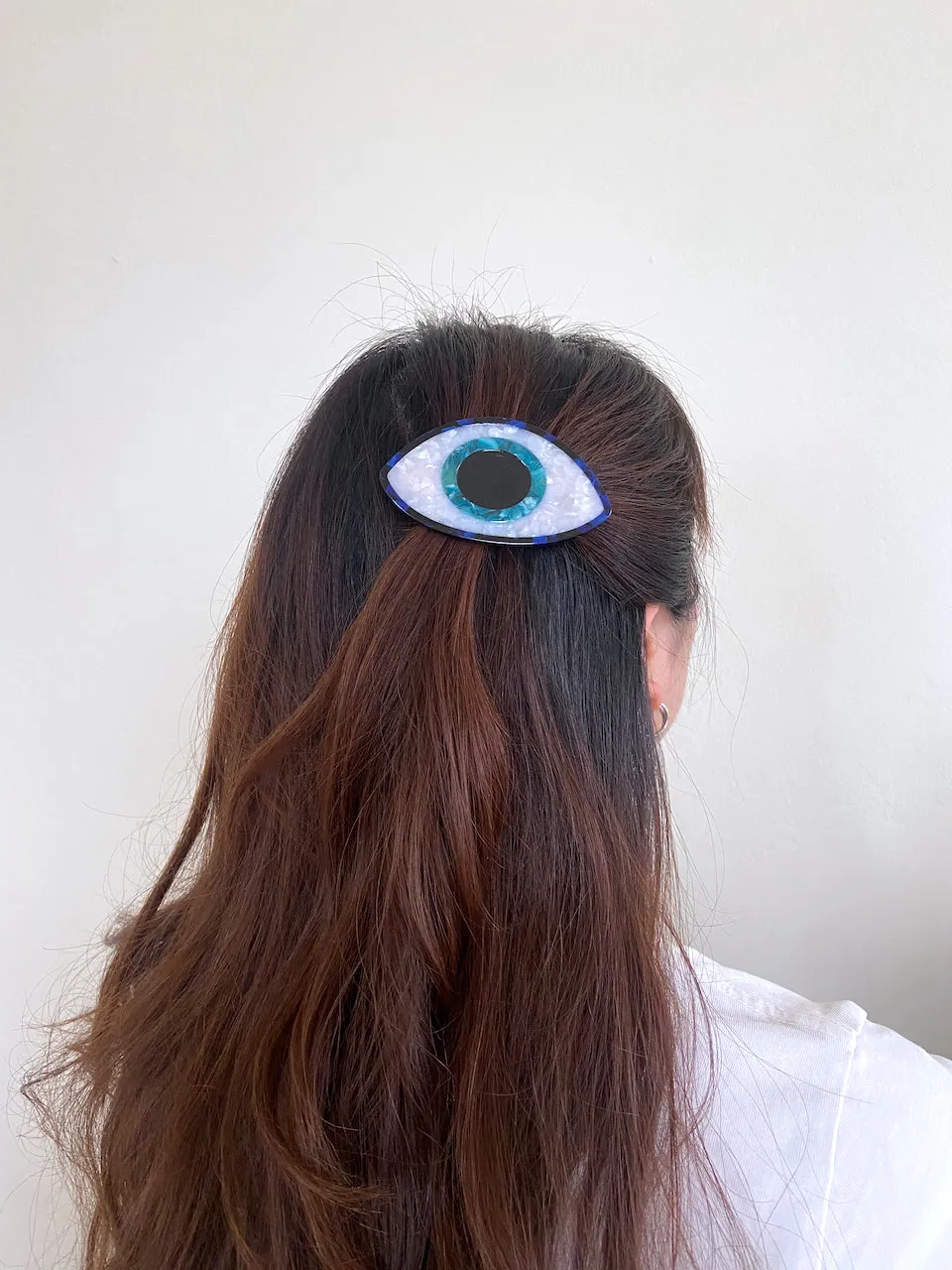 Hand-painted Evil Eye Barrette Hair Clip | Eco-Friendly