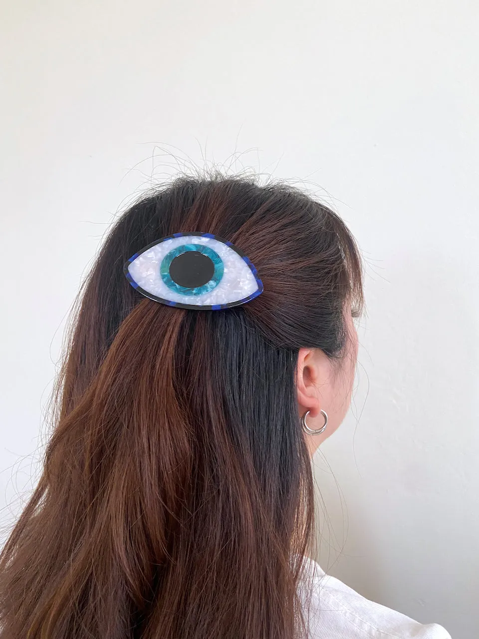 Hand-painted Evil Eye Barrette Hair Clip | Eco-Friendly