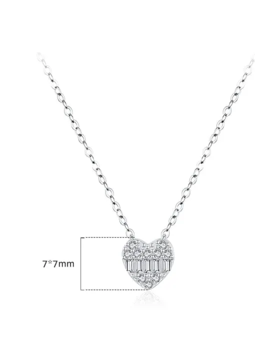 Heart Necklace, Pave Zircon .925 Sterling Silver Hypoallergenic Dainty Necklace