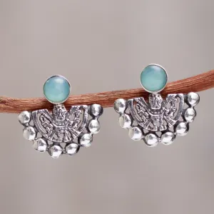 Inca Glyph Earrings with Opal and Sterling Silver - Child of the Sun | NOVICA
