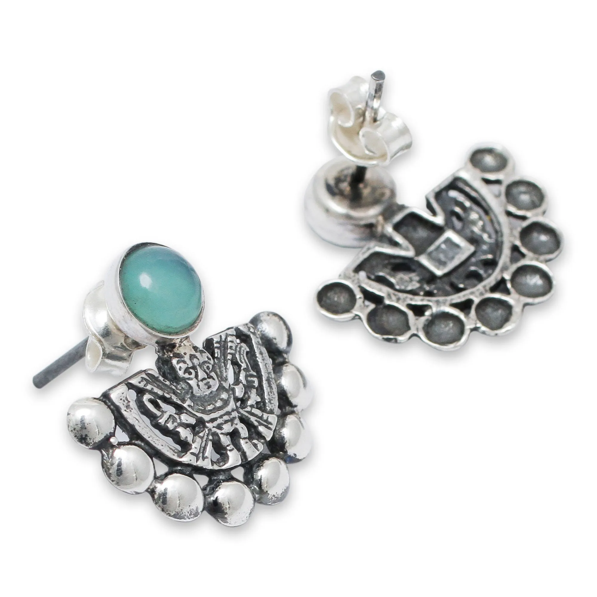 Inca Glyph Earrings with Opal and Sterling Silver - Child of the Sun | NOVICA