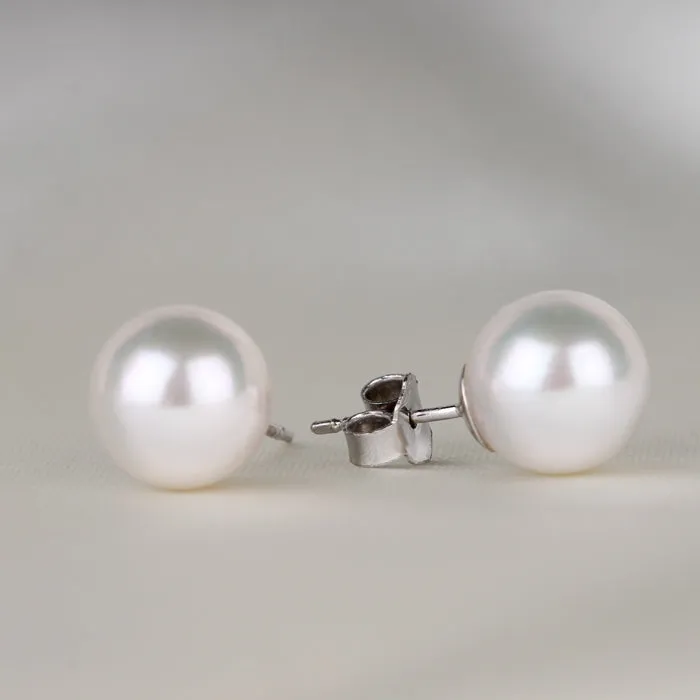 Japanese Akoya Pearl Stud Earrings 8.5-9mm