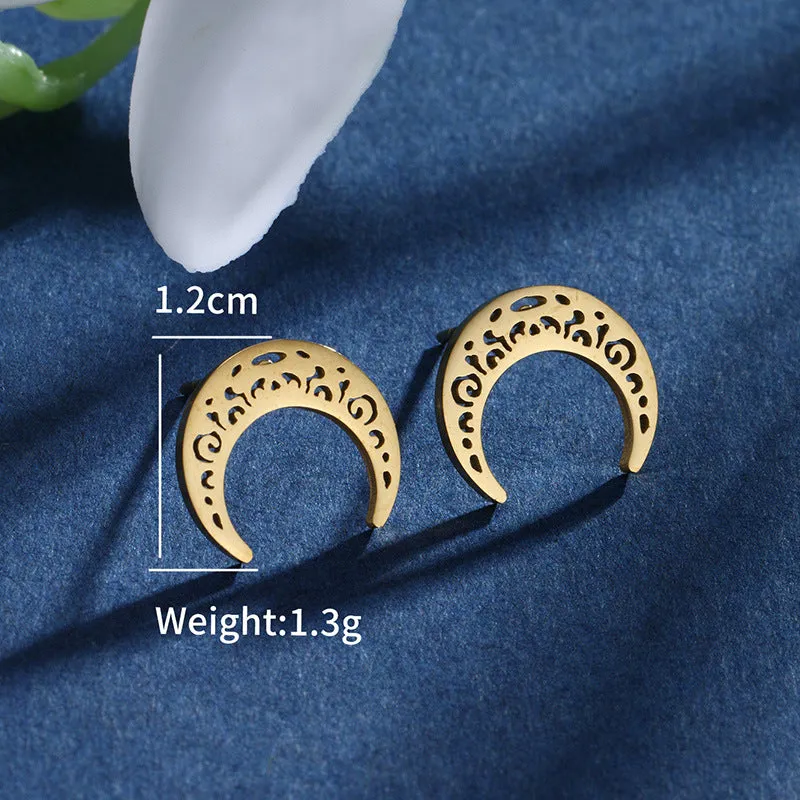 Jewelry foreign trade cross-border jewelry Arabic writing moon earrings men and women personalized stainless steel earrings
