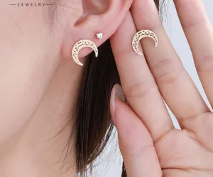 Jewelry foreign trade cross-border jewelry Arabic writing moon earrings men and women personalized stainless steel earrings