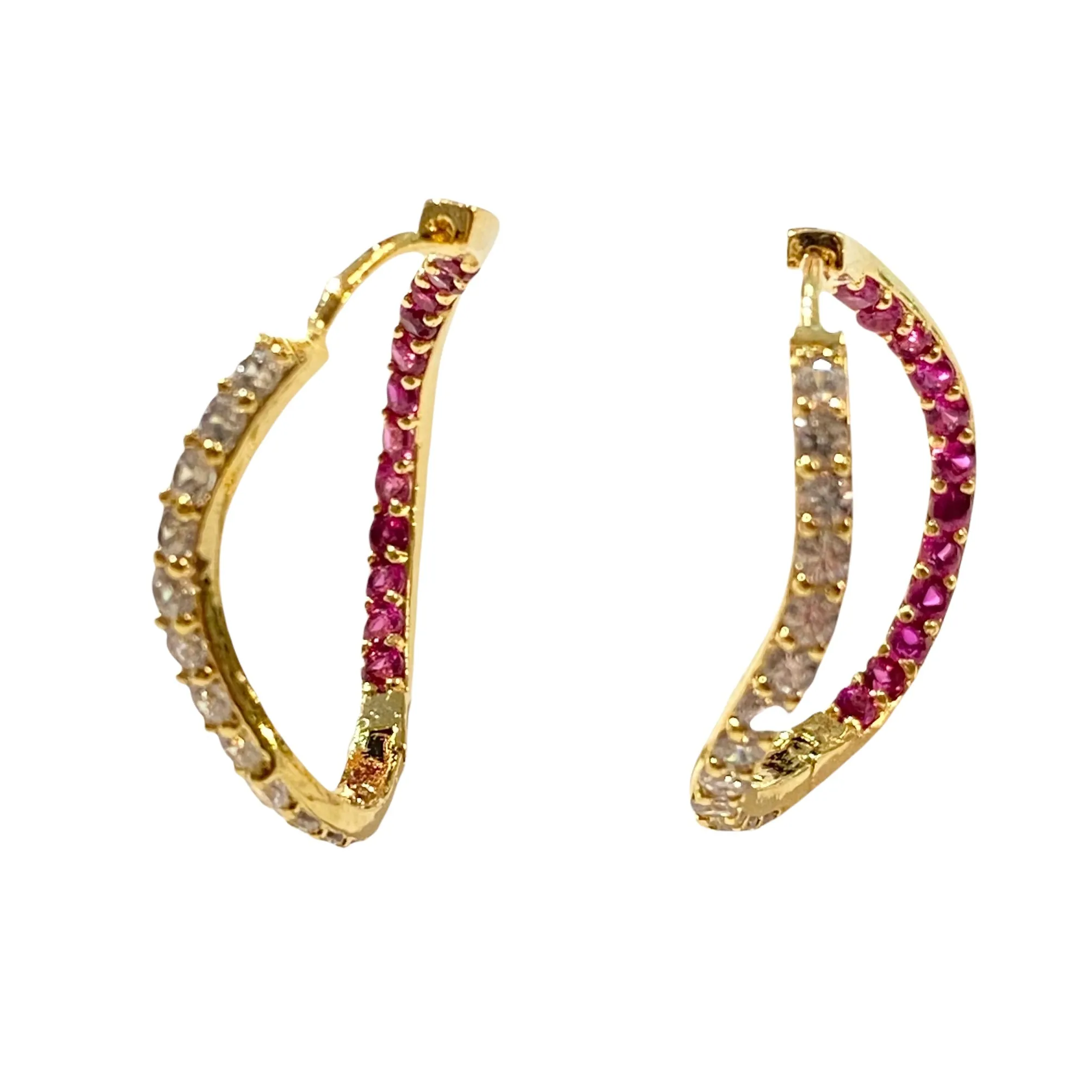 Karen Birthstone Inside Out Wavy Hoops