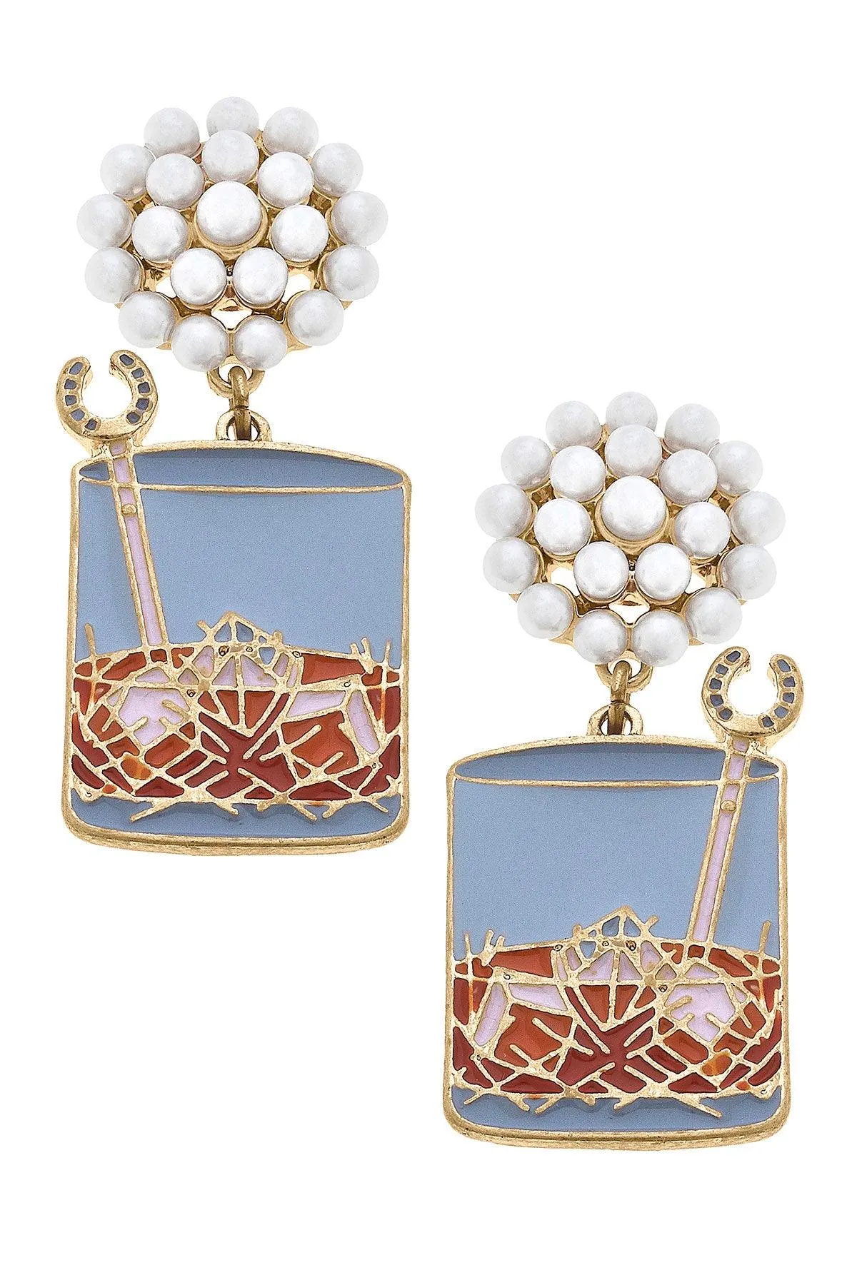 Kentucky Bourbon on the Rocks Enamel Earrings