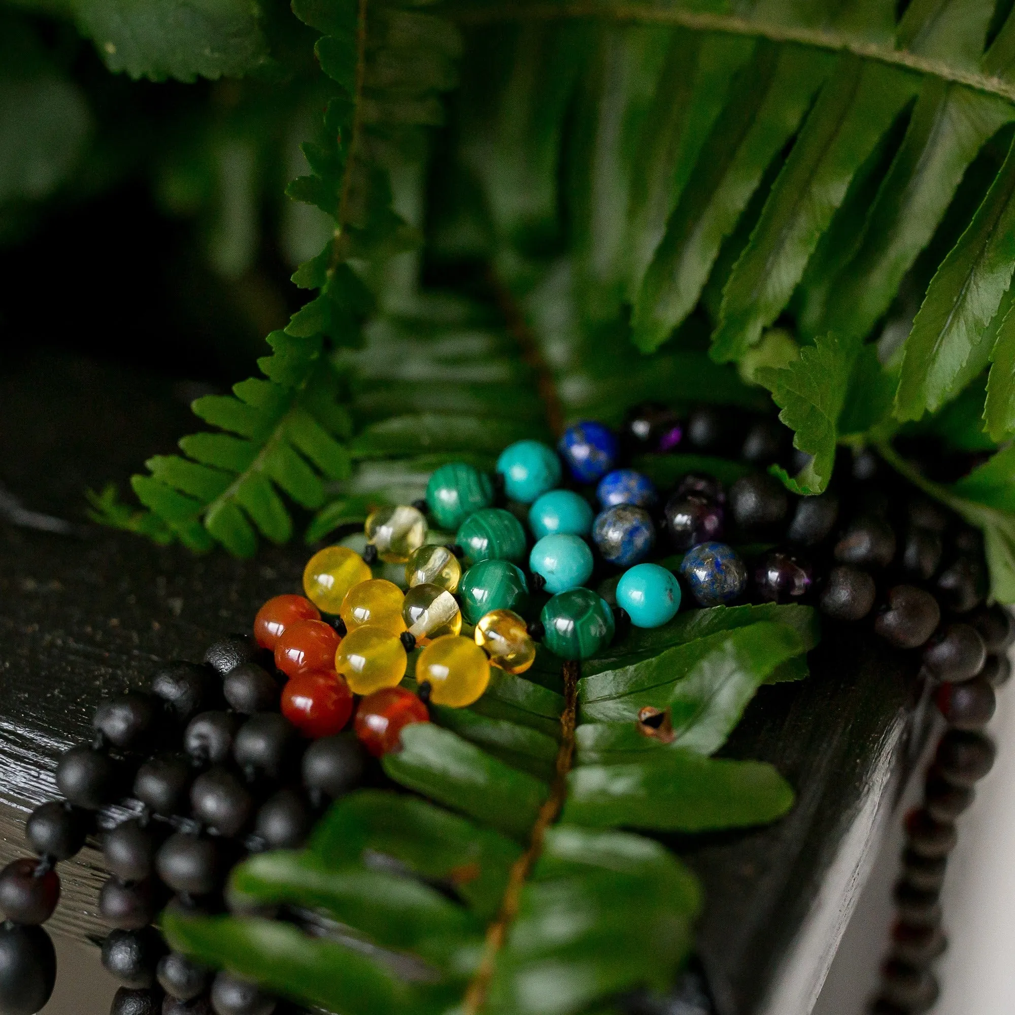 Kids | Rainbow Chakra   Raw Cherry Amber Necklace