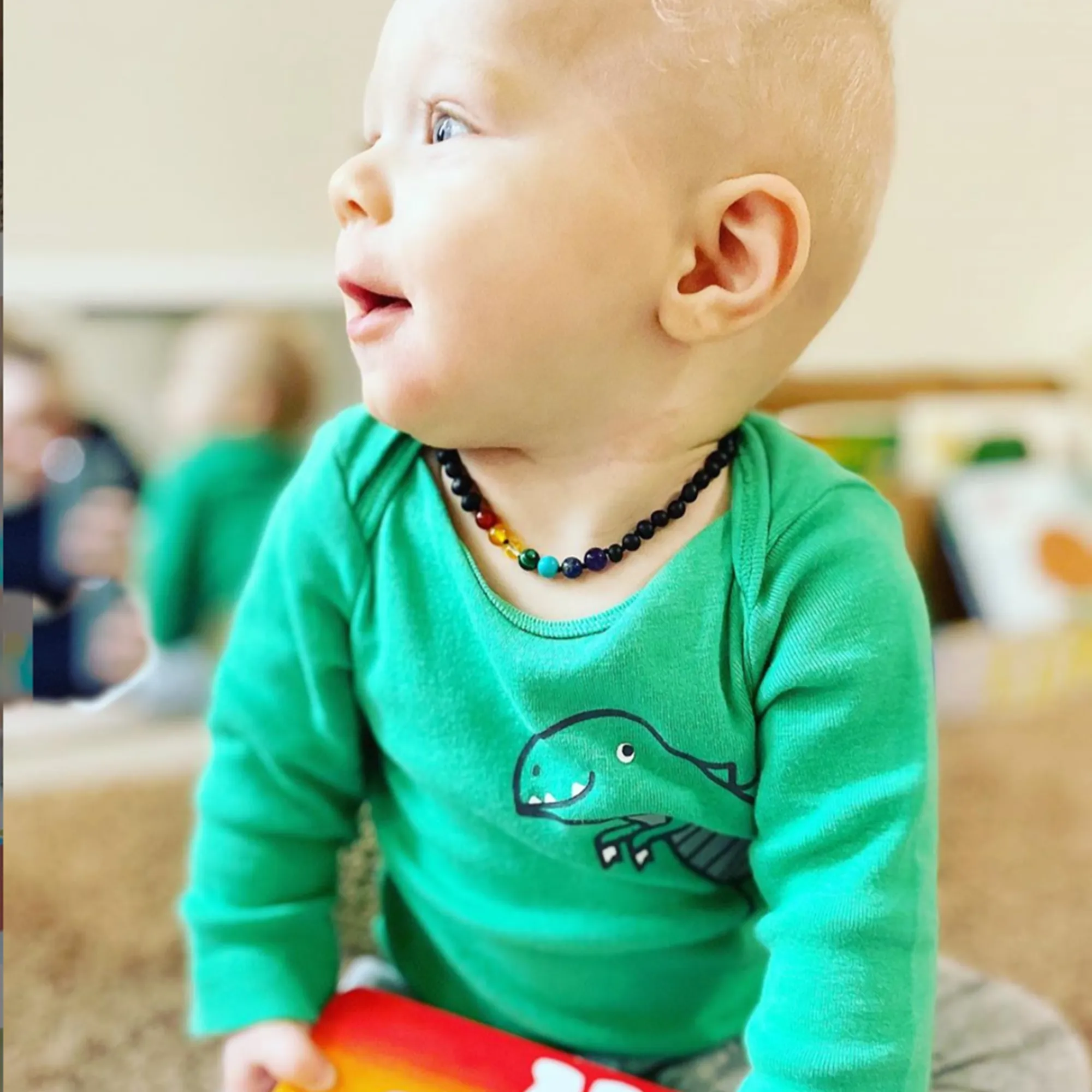 Kids | Rainbow Chakra   Raw Cherry Amber Necklace