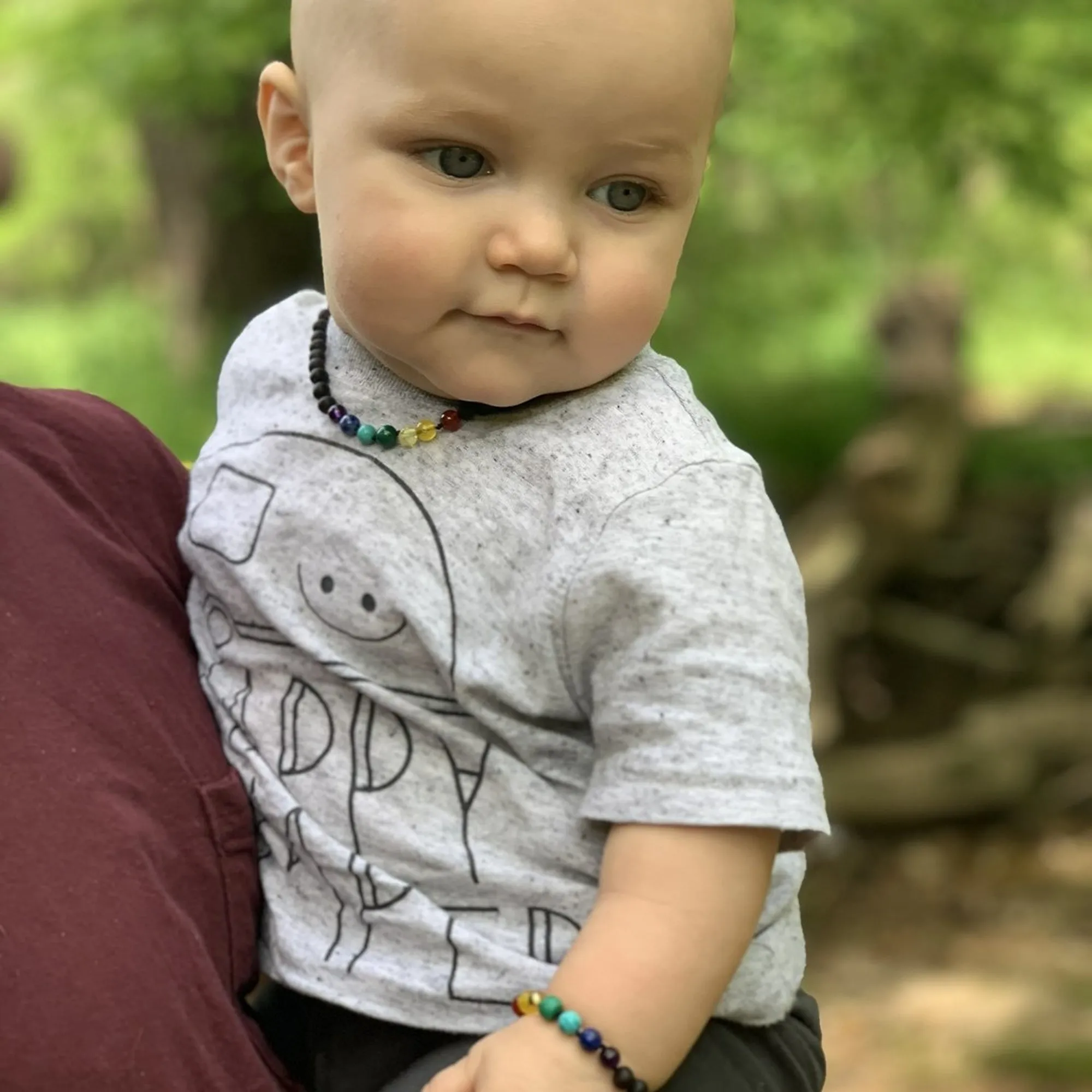 Kids | Rainbow Chakra   Raw Cherry Amber Necklace
