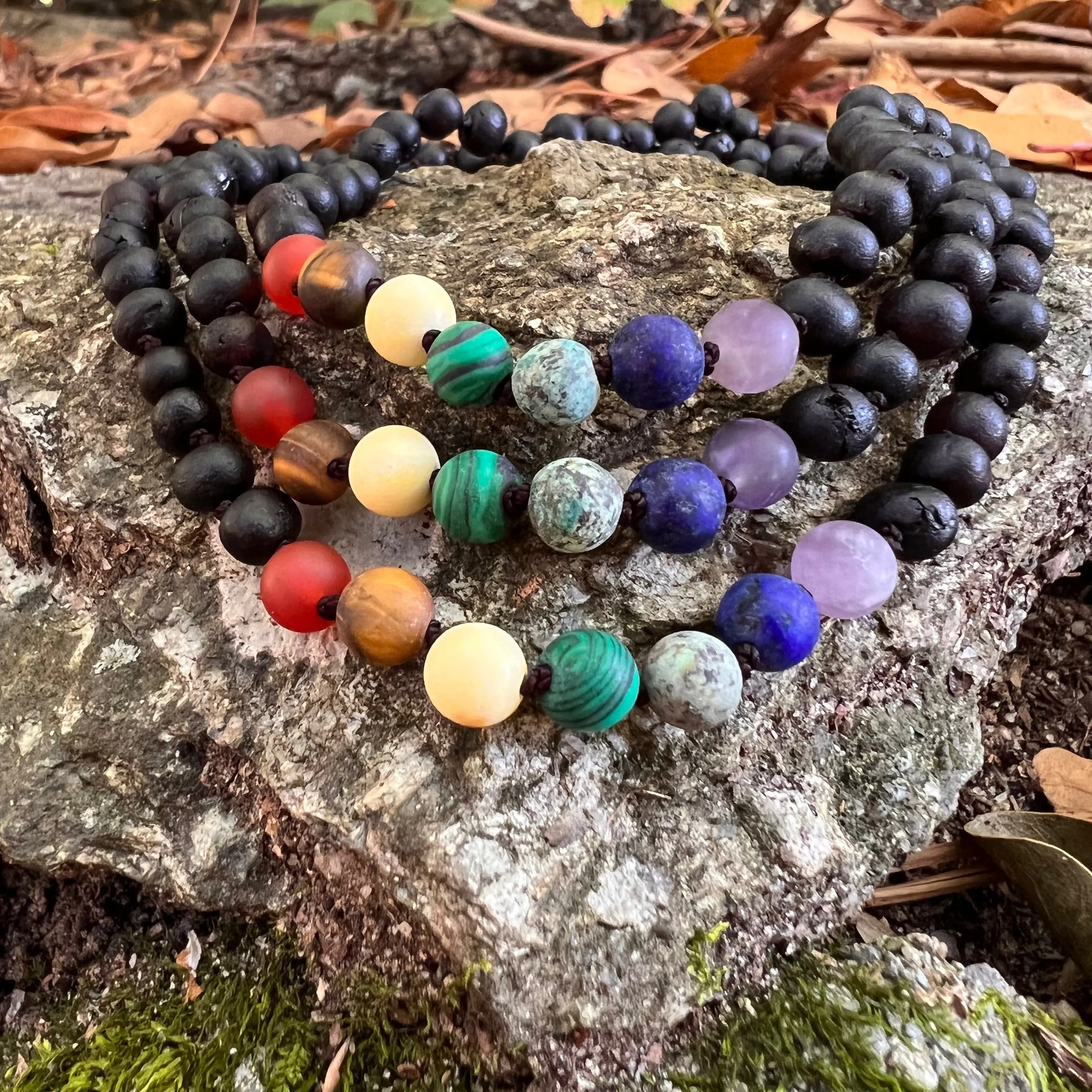 Kids | Rainbow Chakra   Raw Cherry Amber Necklace