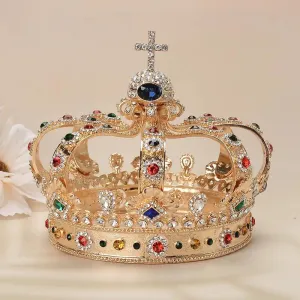 King's Court Vintage Metal Alloy Men's Full Round Party Crown