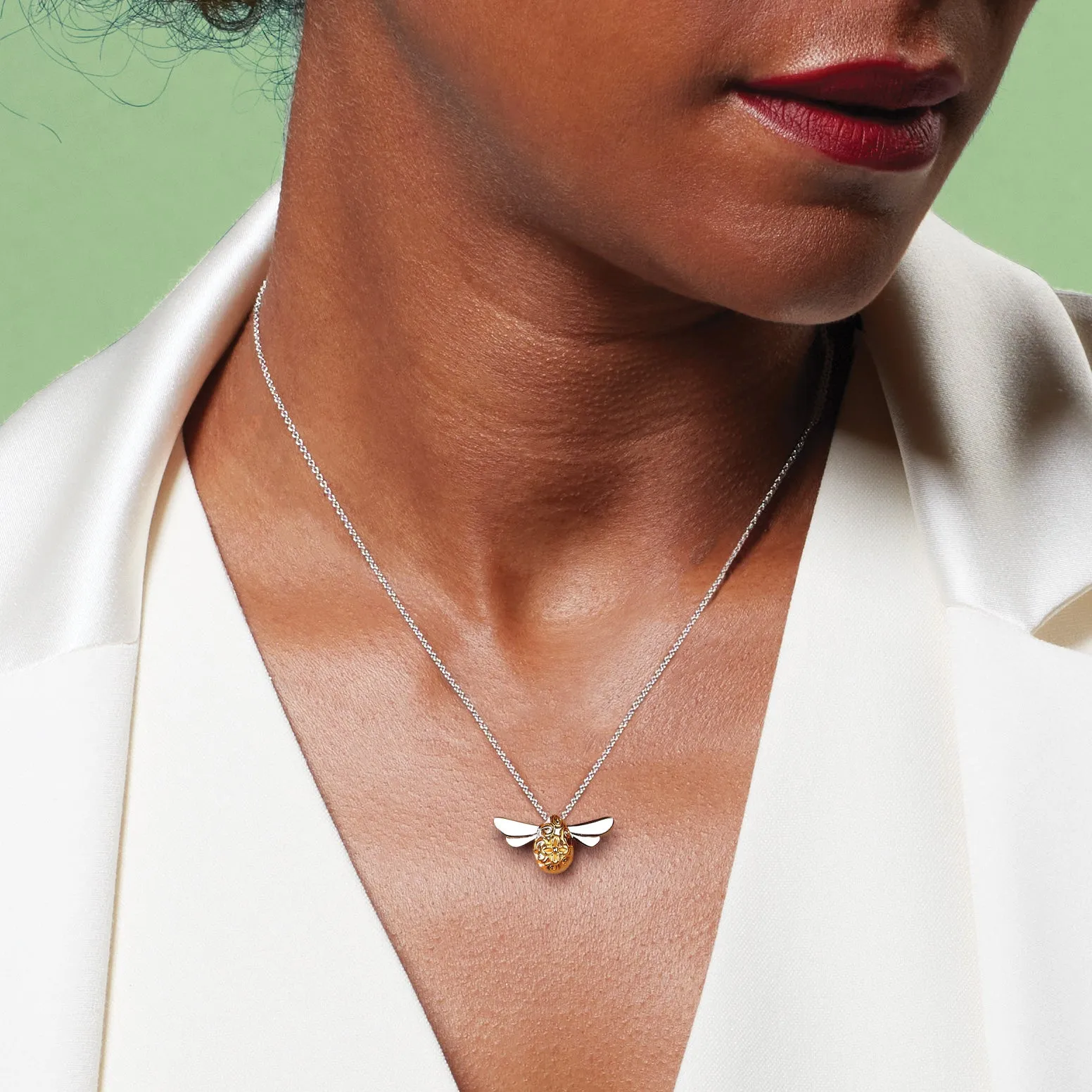 Kit Heath Sterling Silver & Gold Large Honey Bee Necklace