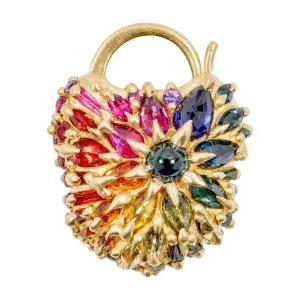 Large Sapphire Encrusted Padlock Necklace