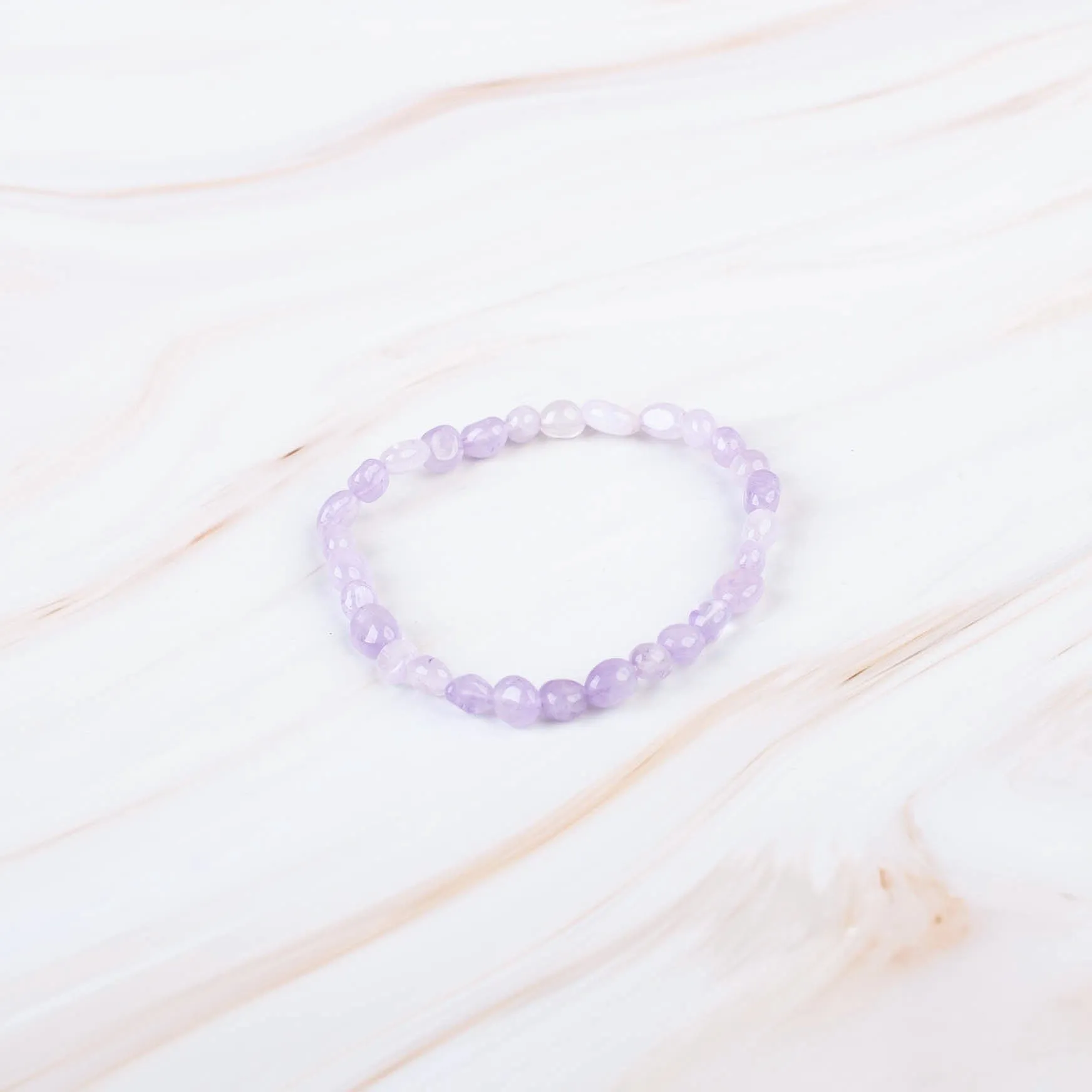 Lavender Amethyst Pebble Beaded Bracelet