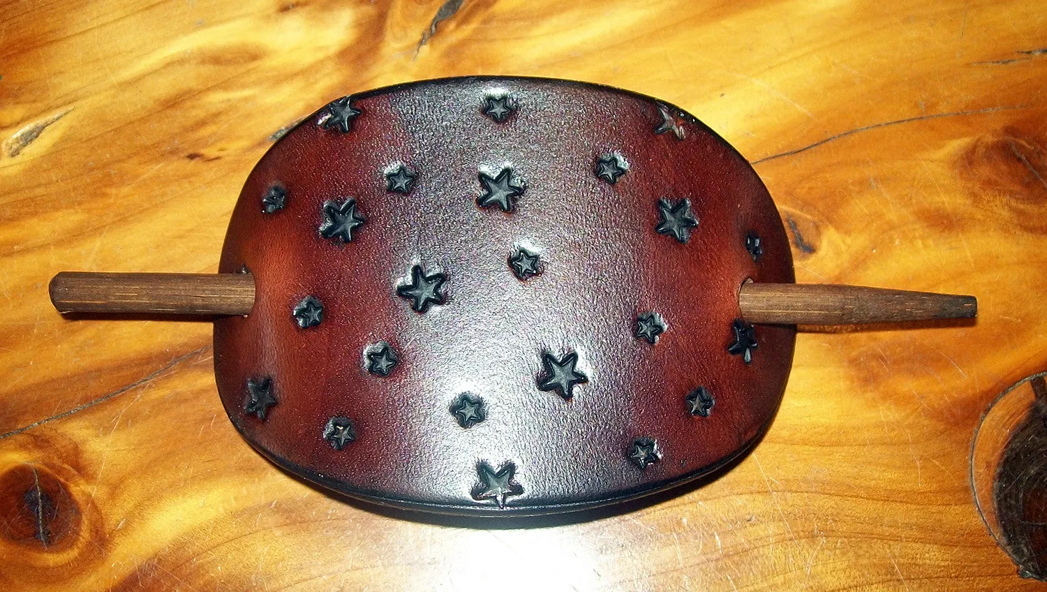 Leather Stick Barrette with Stars