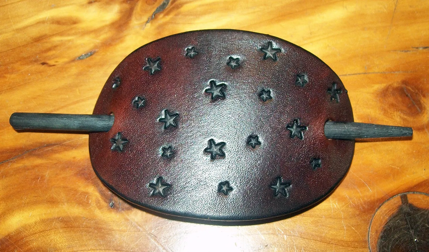 Leather Stick Barrette with Stars