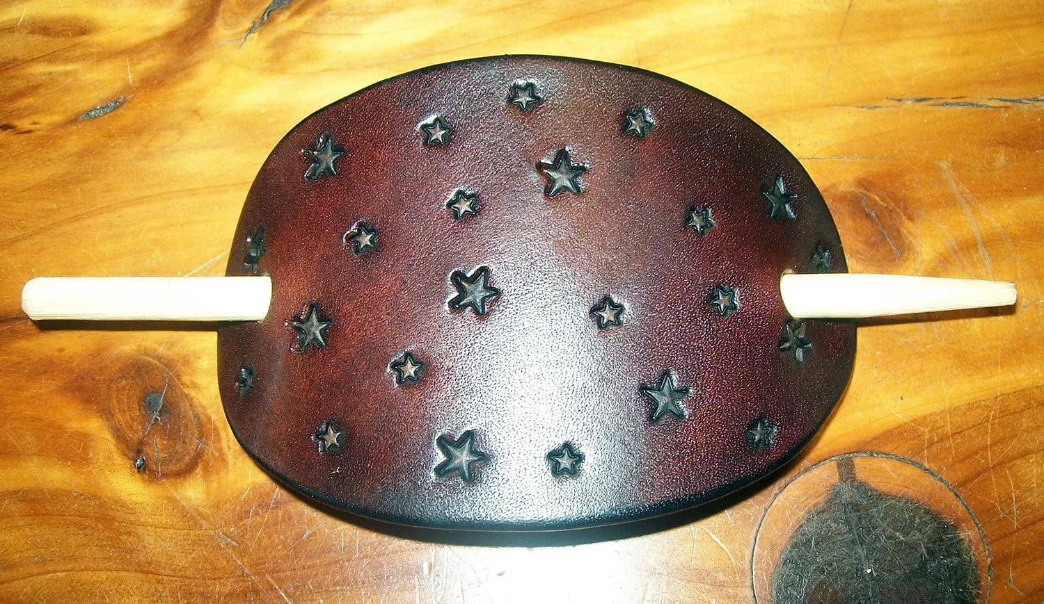 Leather Stick Barrette with Stars